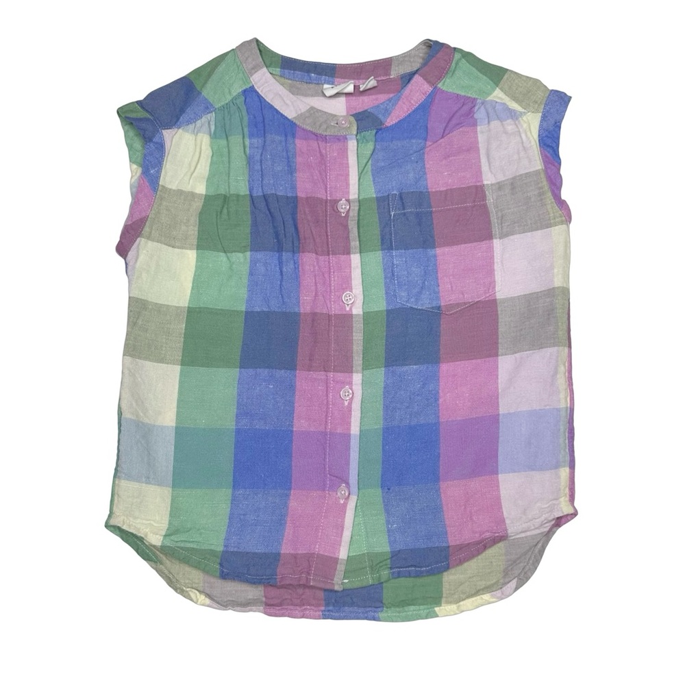 Gap Linen Blend‎ Plaid Button Up Top